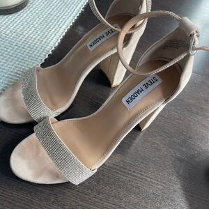 Steve Madden Beige and Silver Heeled Sandals